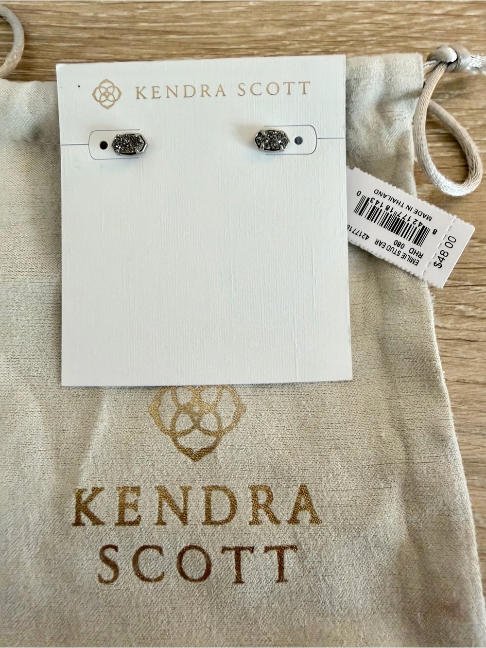 Kendra Scott Emilie Silver Hex Druzy Stud Earrings - Sparkling Gray